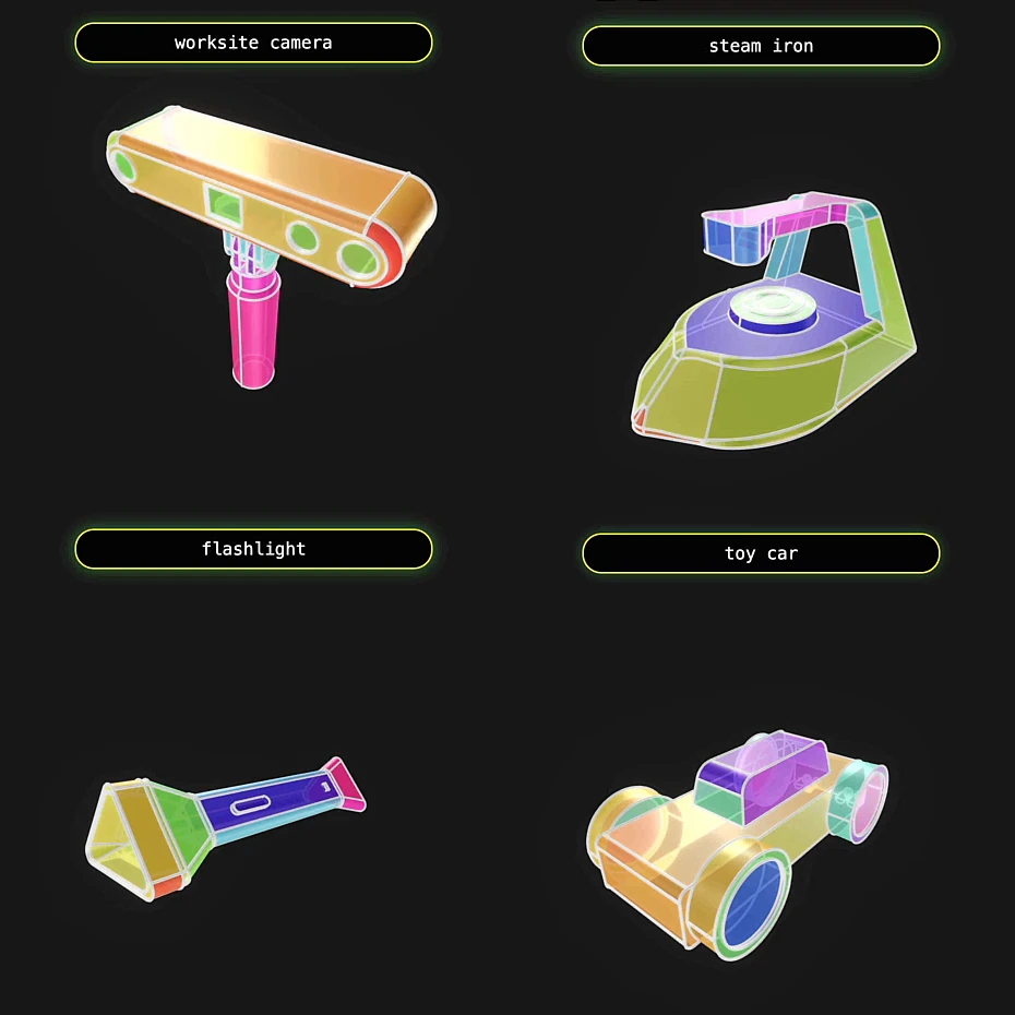 Generated CAD objects with segmented geometric parts